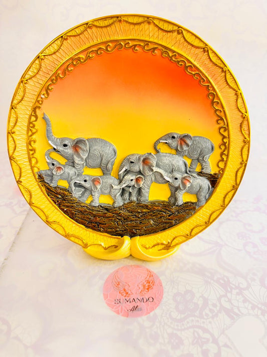 Plato de familia de elefantes (para decoracion)
